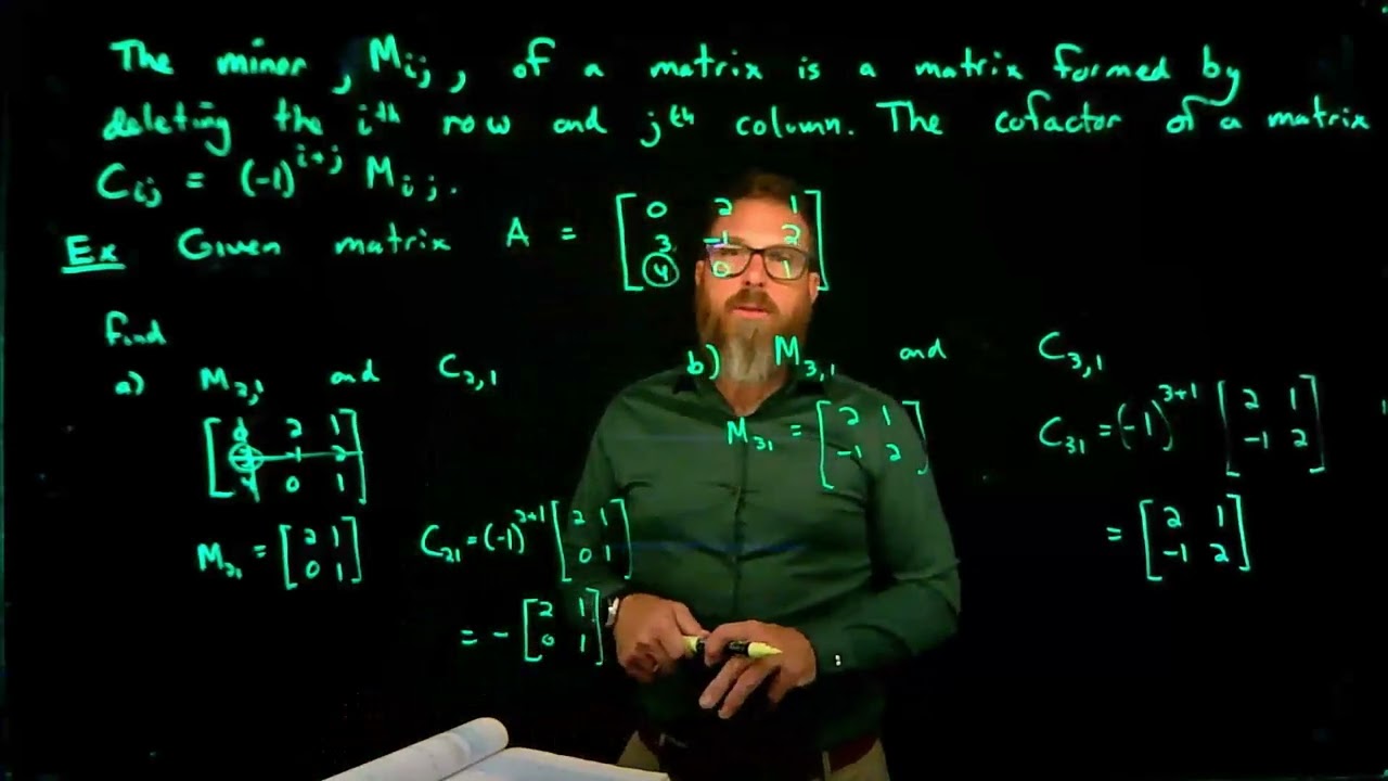 Determinant of a matrix using cofactor expansion