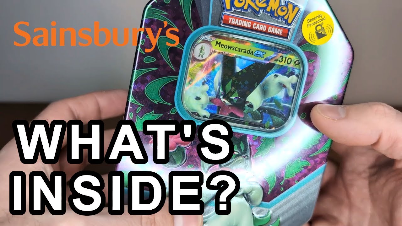 Opening Pokemon Meowscarada EX tin from Sainsbury's #pokemoncards #pokemon