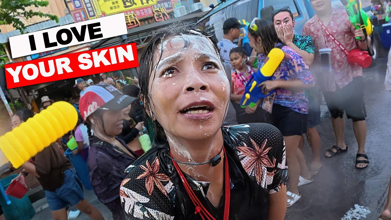 Женщина из Таиланда в шоке от темнокожего мужчины — Сонгкран в Паттайе 2025, часть 1