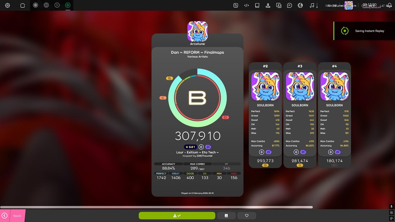 Eta Tech 88.84% OD0 HP8.3 8.81* Lazer score.