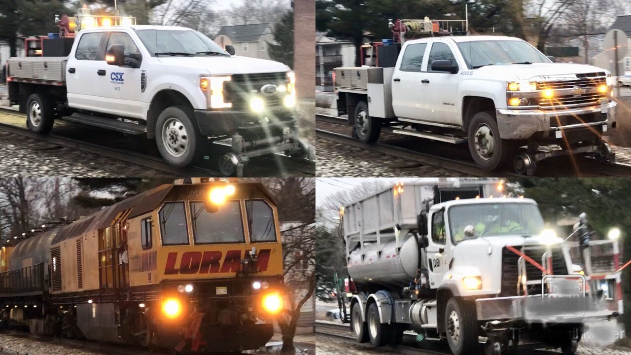 TRAINS HAVE SIRENS? | LORAM Railgrinders and CSX Hi-Railers/Utility Trucks