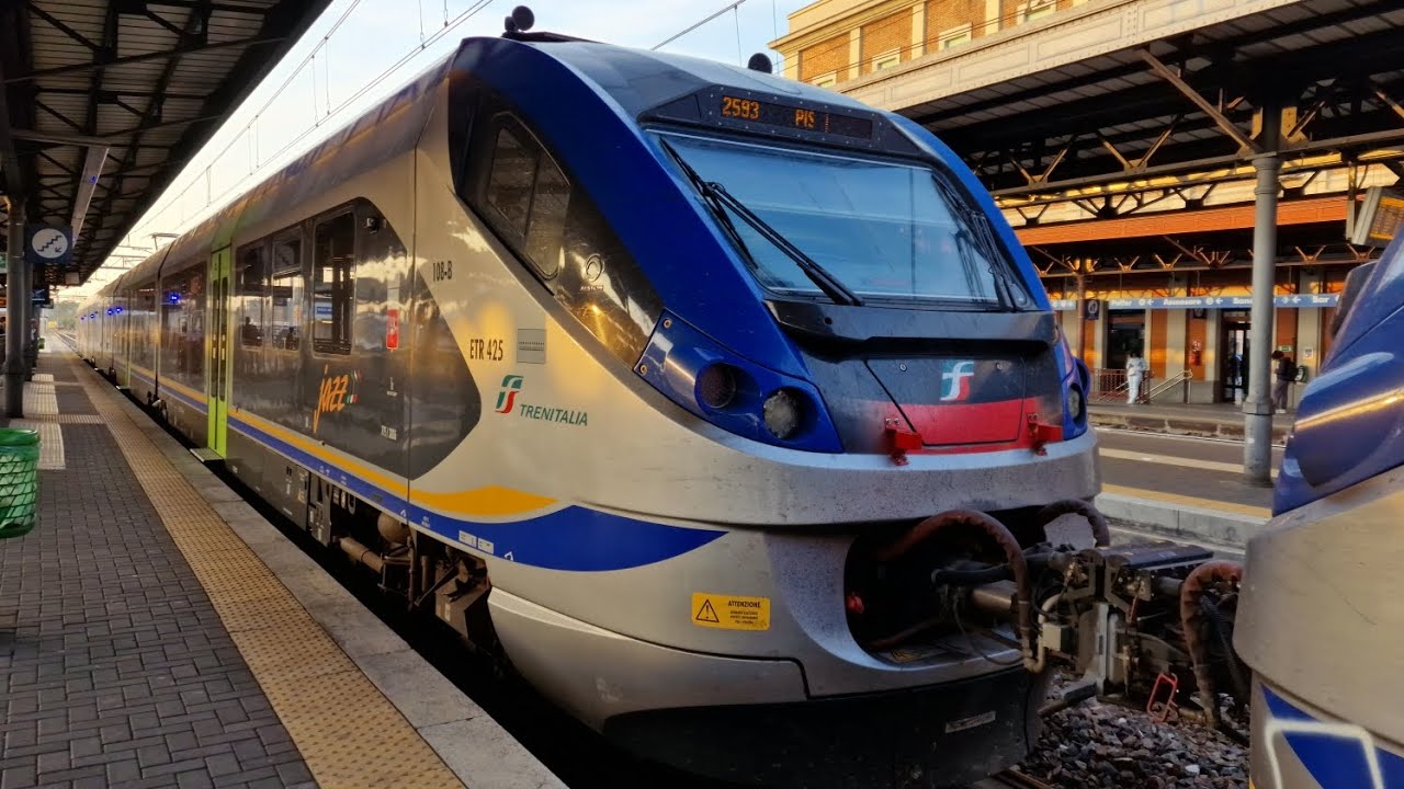 Departure of double train Jazz ETR.245 (Tranitalia), Piacenza 03/10/2023