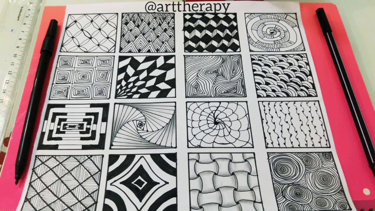 16 kolay zentangle/doodle desen ve çizimleri, karakalem çalışmaları