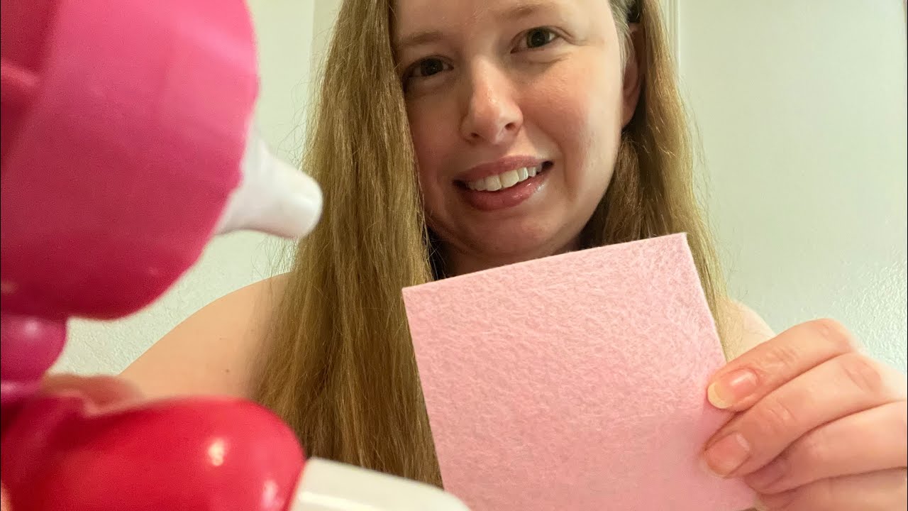 ASMR pink tools pretend check up whispering 