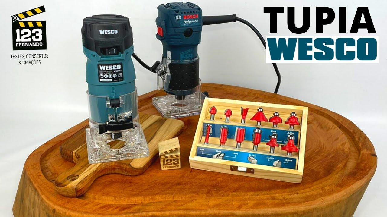 TESTES TUPIA WESCO WS5047 COM FRESAS BERG CORNETA NA BOLACHA DE MADEIRA PARA TÁBUA DE CARNE / FRIOS