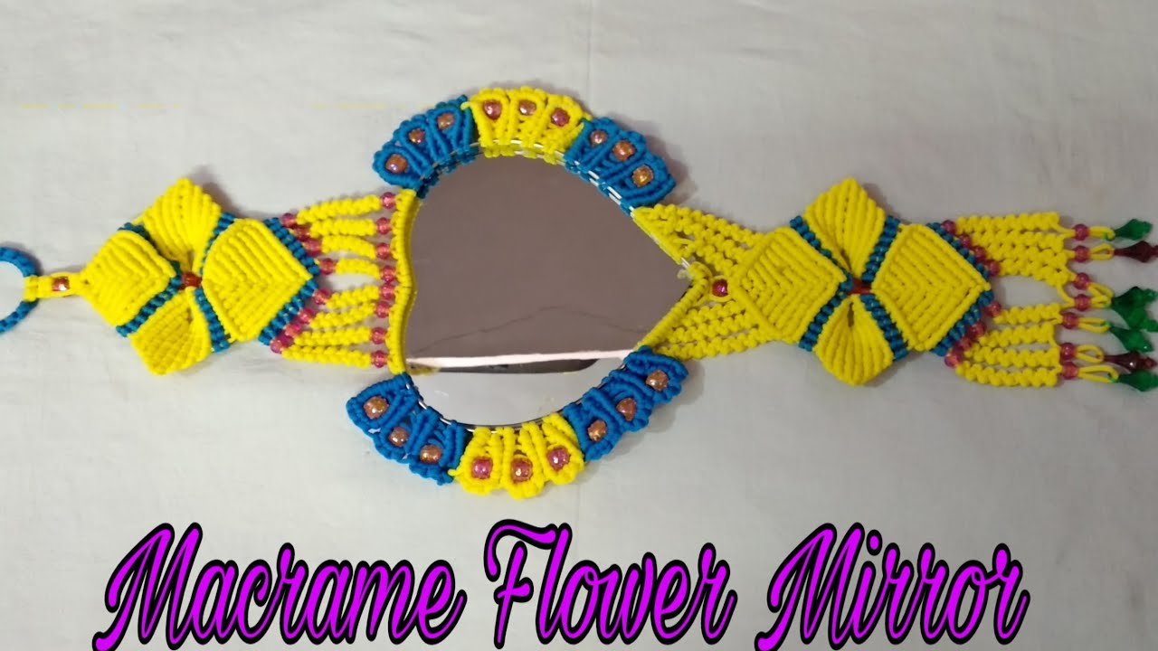 How to make macrame flower wall hanging mirror diy.