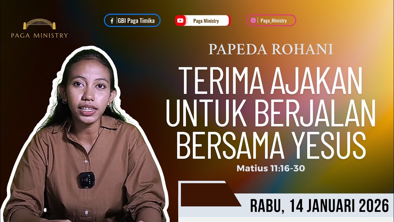 Terima ajakan untuk berjalan bersama Yesus - PARANI (Papeda rohani) Rabu, 14 Januari 2026