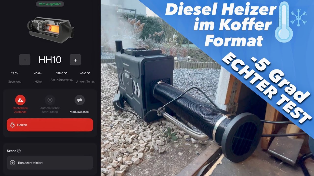 HCALORY Diesel Heizer für echt kalte Wintertage im Outdoor Test mit App Steuerung -5 Grad Celsius