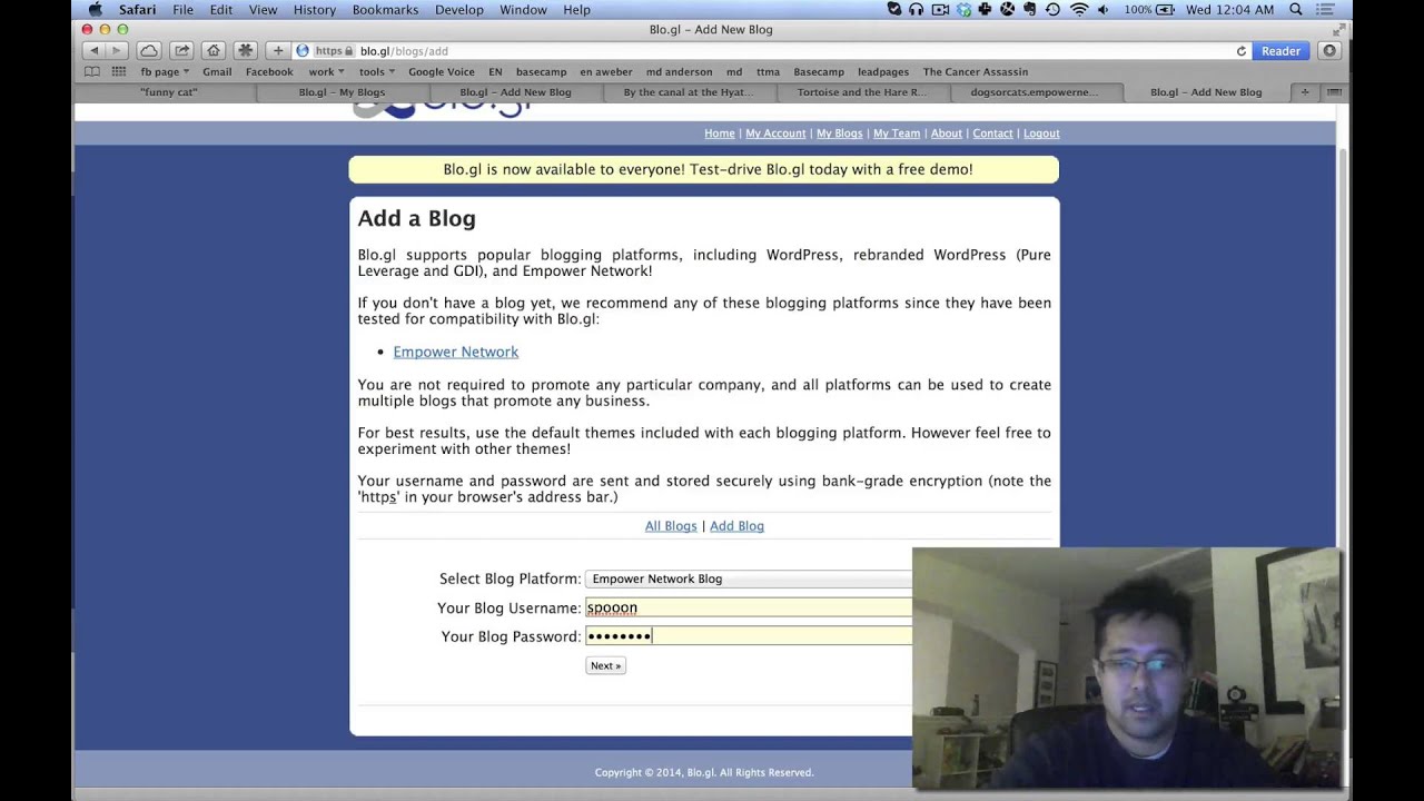 blogl demo using blogs and niches