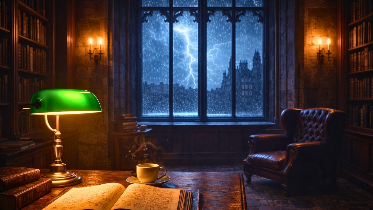 Stormy Night Library | Deep Focus Study Music