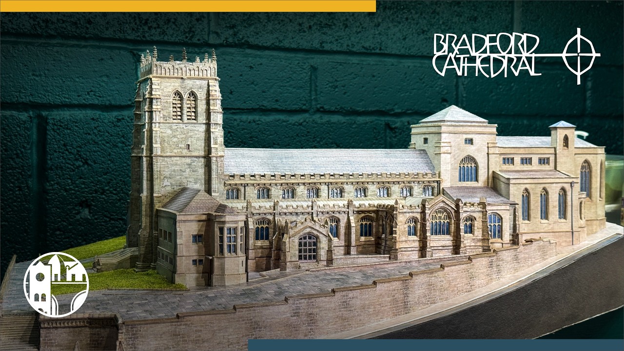 Church Bank Takes Shape - Card model of Bradford Cathedral is in its hillside at last