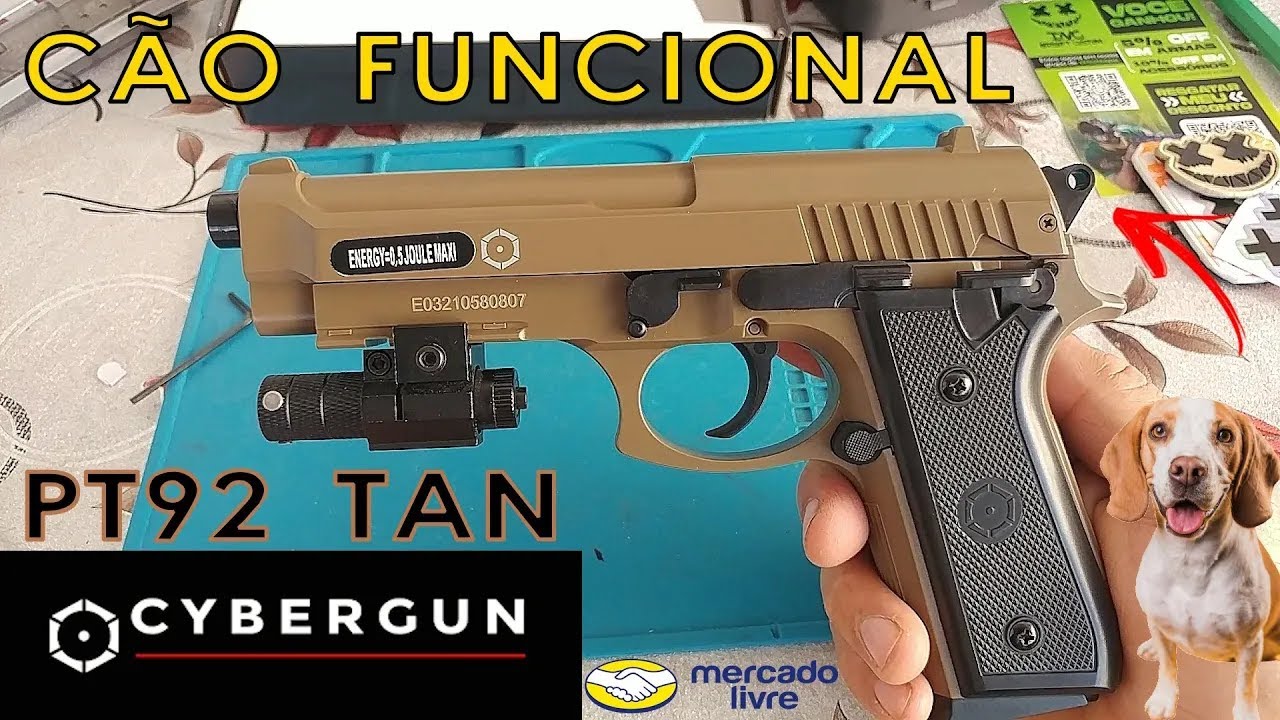 UNBOXING Pistola Pt92 Tan Cybergun Case Speed Loader Bbs Óleo Alvo Slide Metal Combo MERCADO LIVRE