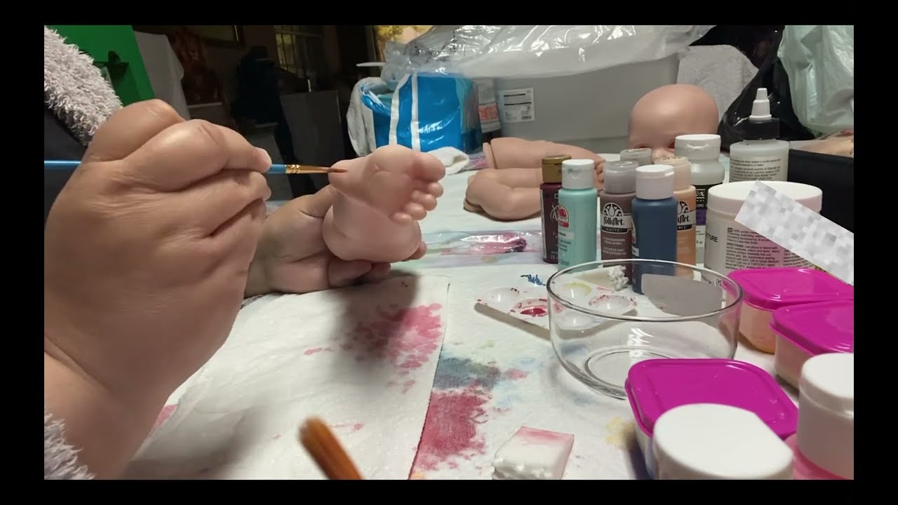 Painting An Adelaide Kit With Acrylic Paints #reborntoddler #rebornmom #rebornbaby #acrylicpainting
