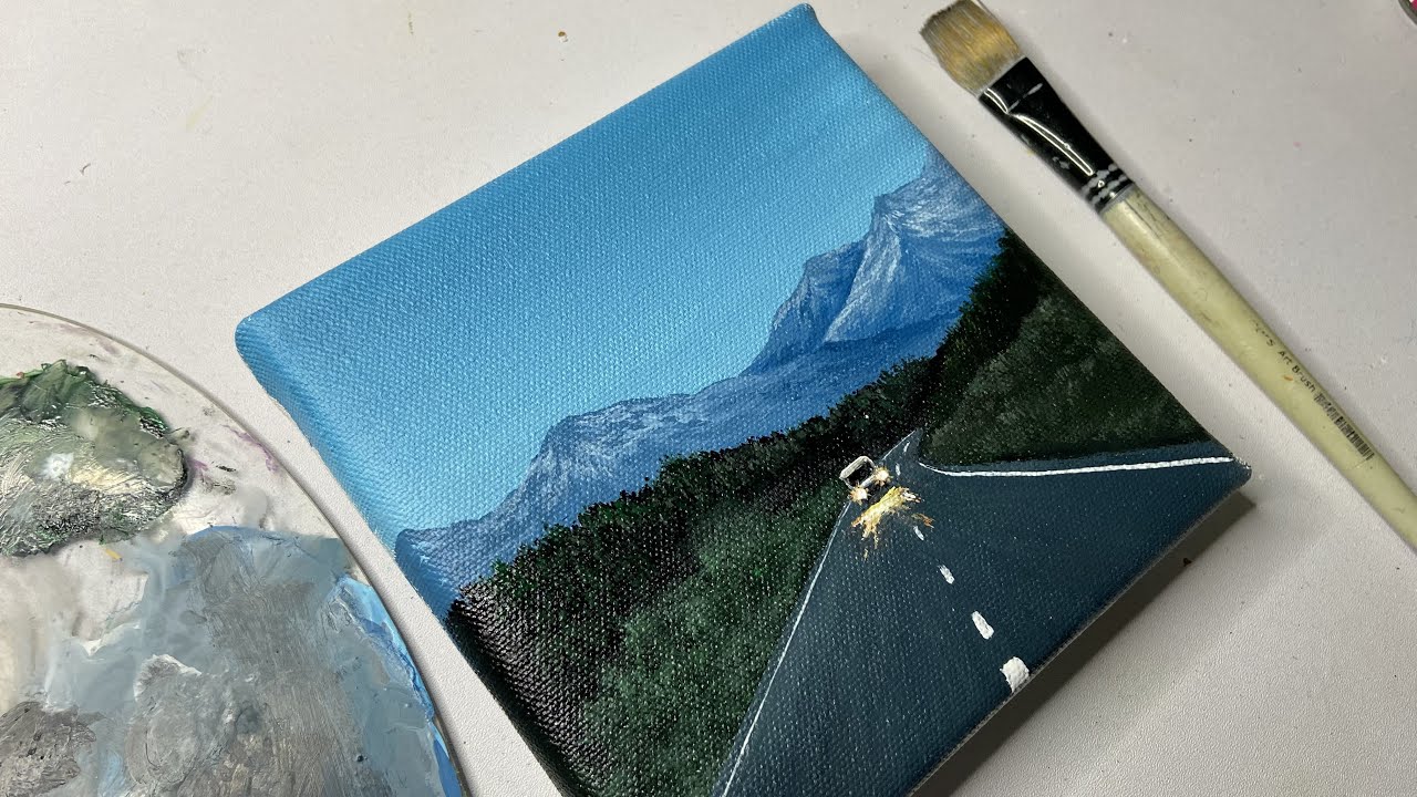 How to paint mountain road/Acrylic painting for beginners /#acrylicpainting #54