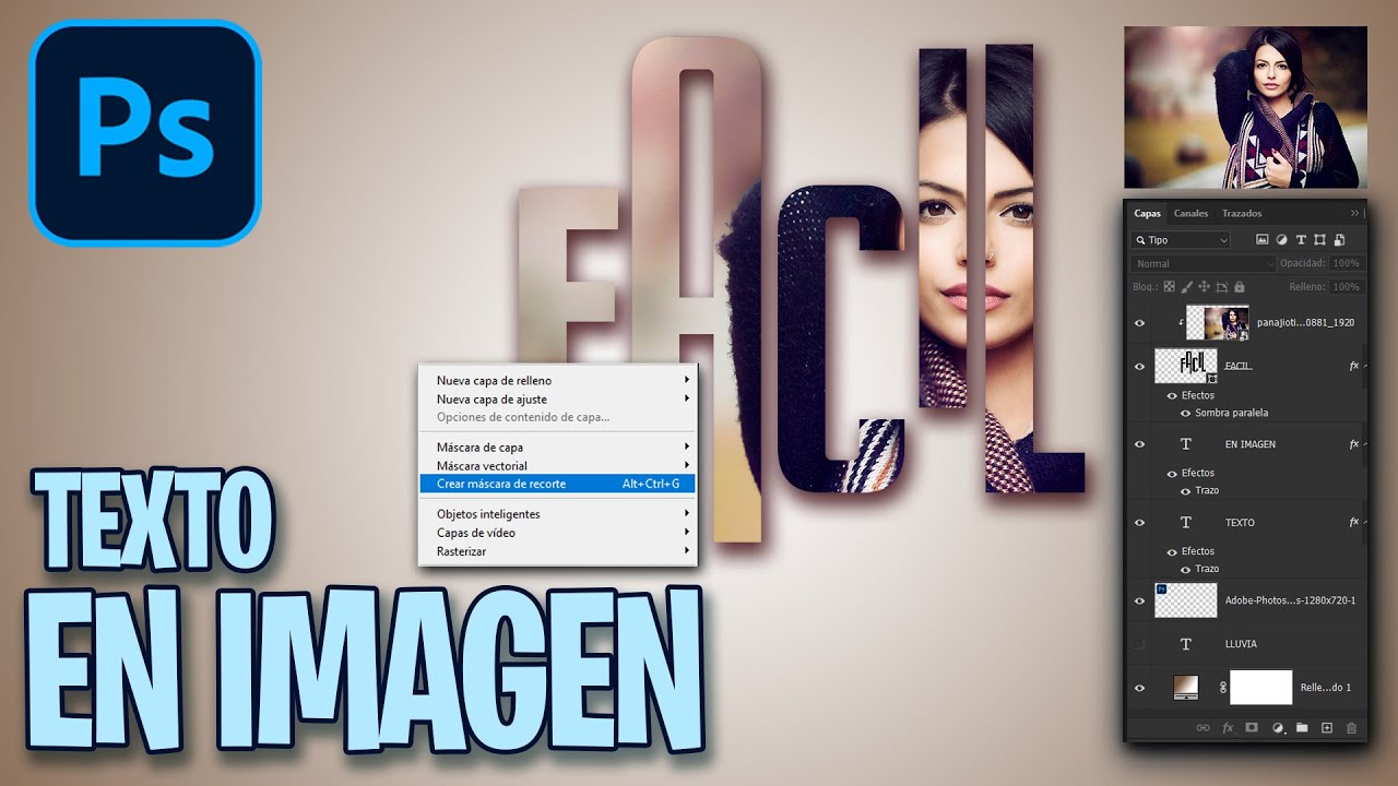 Efecto PRO en Photoshop: Letras en Movimiento con Imagen Dentro