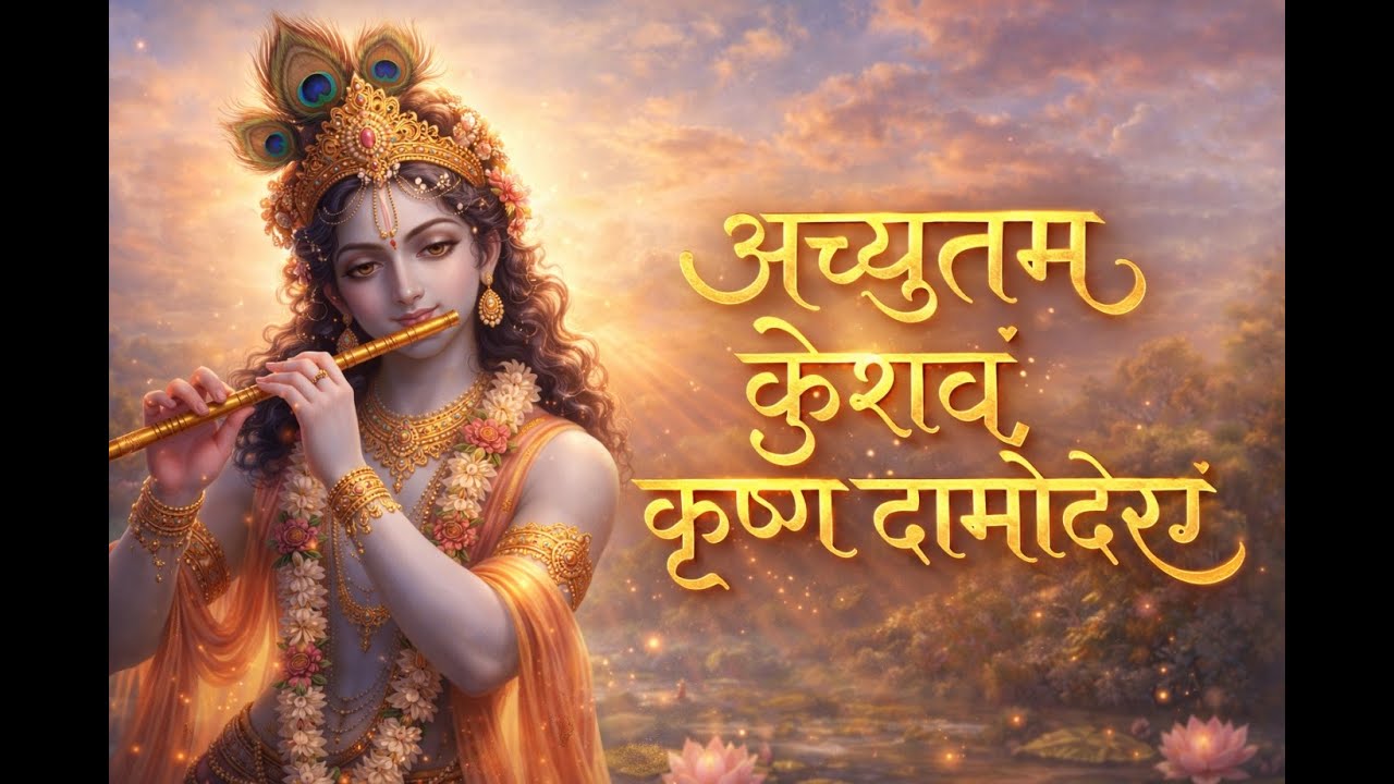 अच्युतम केशवं कृष्ण दामोदरं 🙏 | Very Sweet Krishna Bhajan | Peaceful & Divine