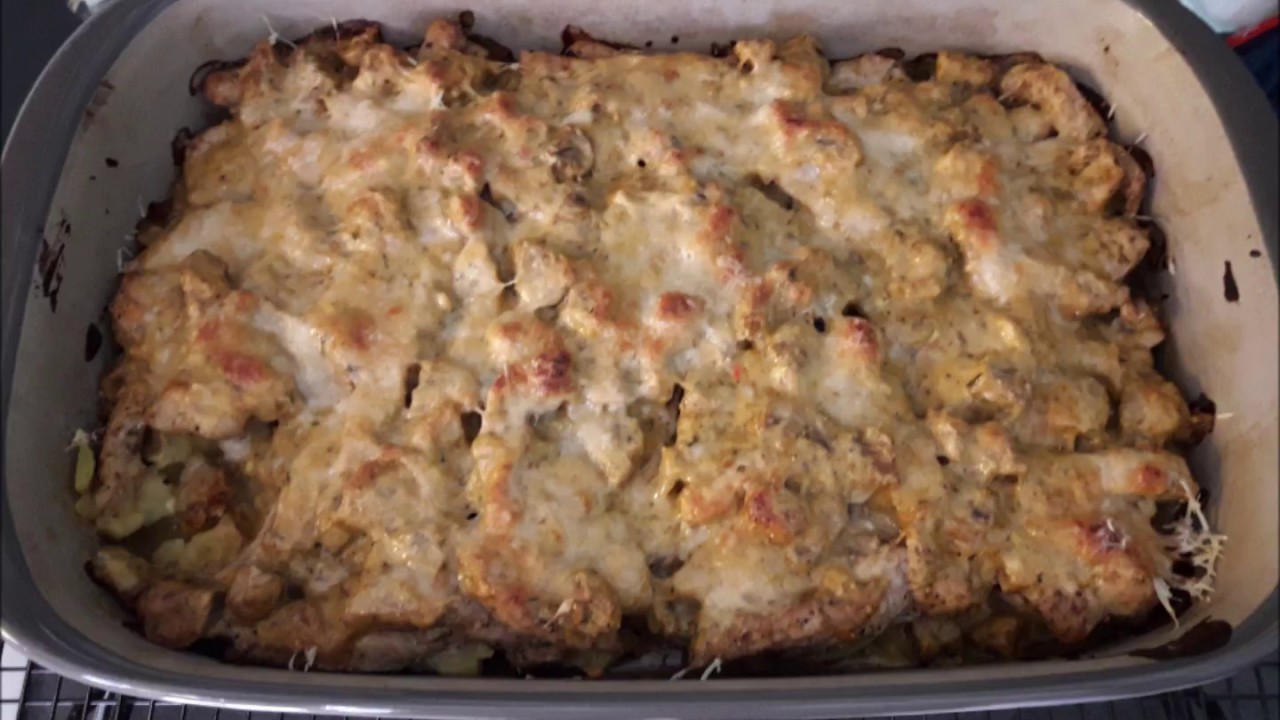 Champignonauflauf mit Schnitzelfleisch und Kartoffeln