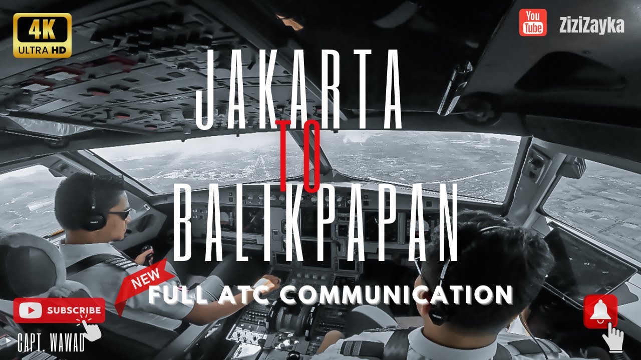 AIRBUS 320 COCKPIT VIEW - FULL ATC. Takeoff from Soekarno Hatta (WIII) to Balikpapan (WALL)