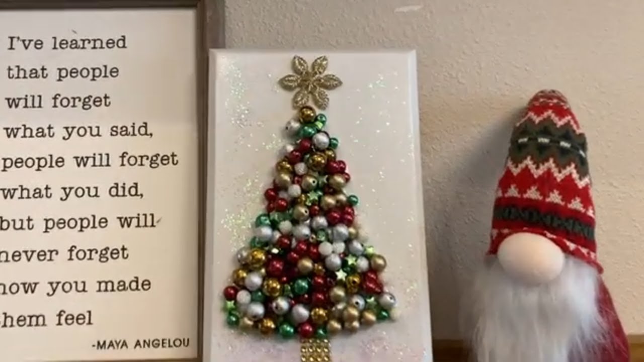# 114 HOW TO MAKE A CHRISTMAS TREE WITH BEADS AND MOD PODGE ON CANVAS,  2022