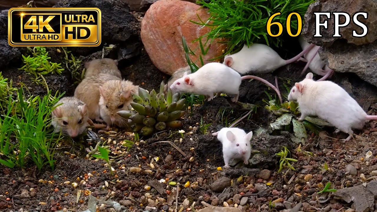 CAT TV NO ADS 😺 Tiny Explorers in the Succulent Garden – 4K HDR 60FPS