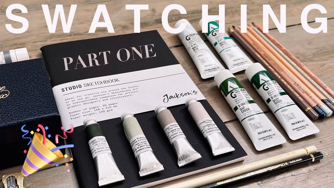 Massive Swatch Party! Pt. 1 🎉 One hour of swatching | Wallace & Seymour watercolors, colored pencils