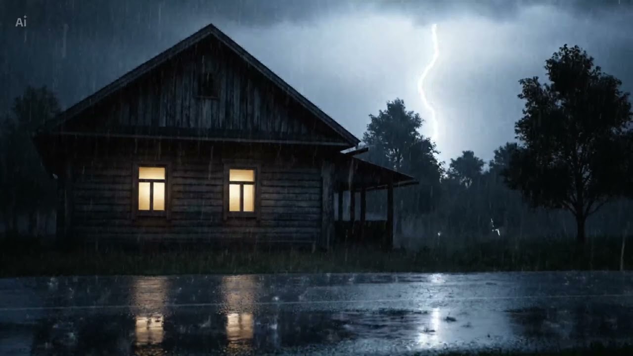 Rain Sounds on Window with Thunder ⚡ Cozy Night Storm for Sleeping & Relaxing