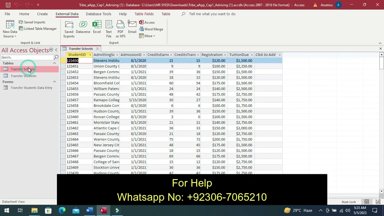 Exp19_Access_App_CapAssessment _ Transfer_ Student _Advising_1.2| Complete _Solution100%_|Advising.