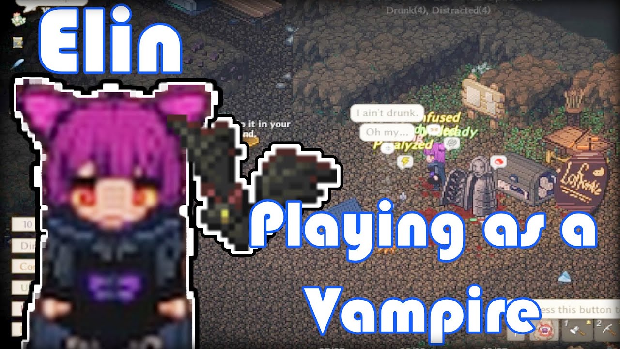 [Elin] Vampire starting out in a cave | Playing as a Vampire #1