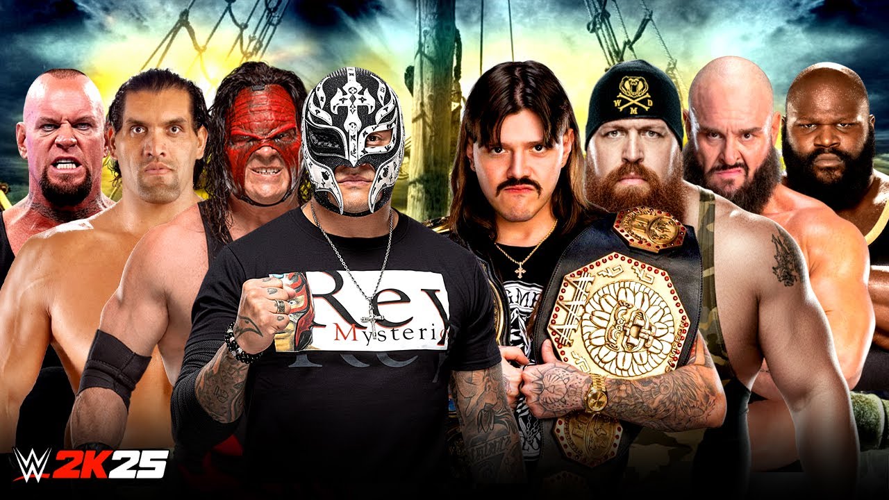 WWE Рей Мистерио, Андертейкер, Кейн, Хали против Доминика Биг Шоу, Брауна и Марка Генри. Полный м...
