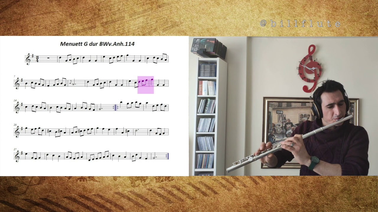 Bach, Minute in G major, BWV Anh 114 Flute Cover //@billflute//