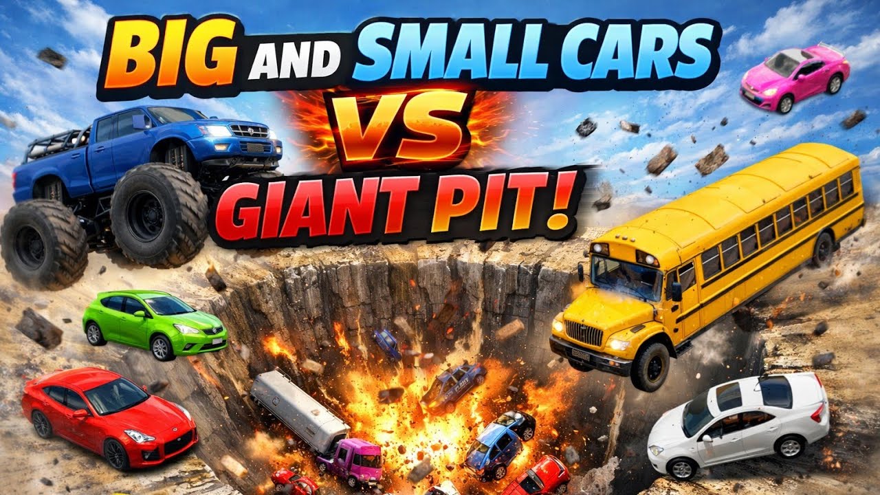 Big and Small Cars Vs Giant pit| Extreme Cars Crash| Lri Gamming 