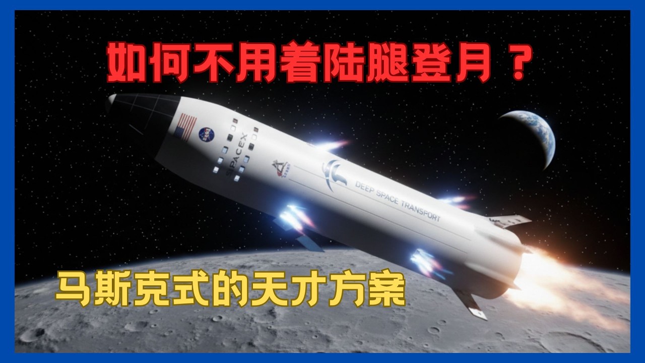 马斯克SpaceX如何不用着陆腿登月？这有个马斯克式的天才方案！#spacex #马斯克 #starship