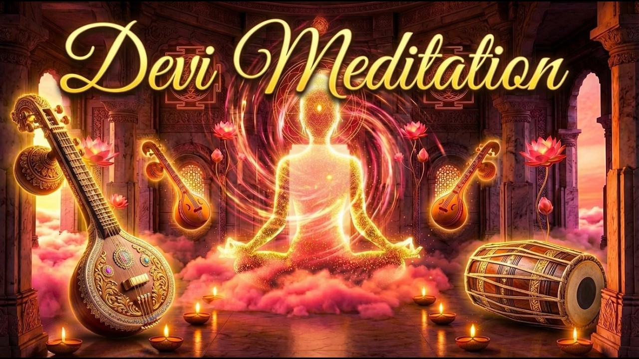 Temple Meditation Music for Inner Peace – Saraswati Veena & Mridangam Meditation