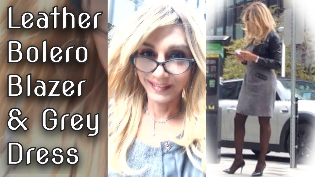 Secreatary Looks - Pt. 1 - Leather Bolero Blazer & Grey Dress