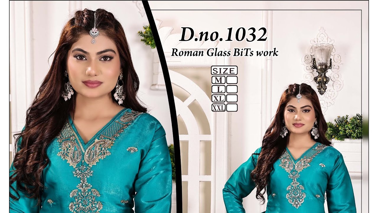 Trending Roman Glass Fabric Bits Work--2026 New Eid collection/Readymade pant set/plazo/Handwork set