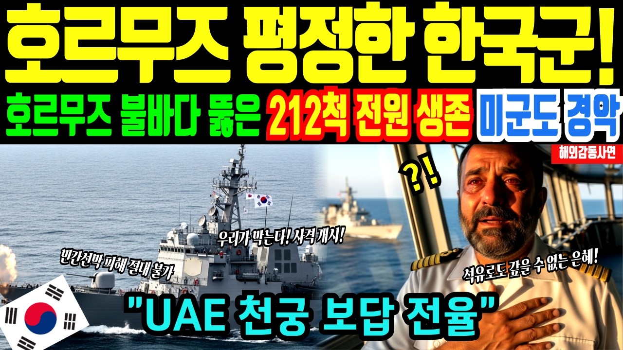 [해외감동사연] UAE 경악! 호르무즈 불바다 평정한 청해부대 신들린 함포술 기적! 천궁 보은 원유 투입에 전 세계 오열