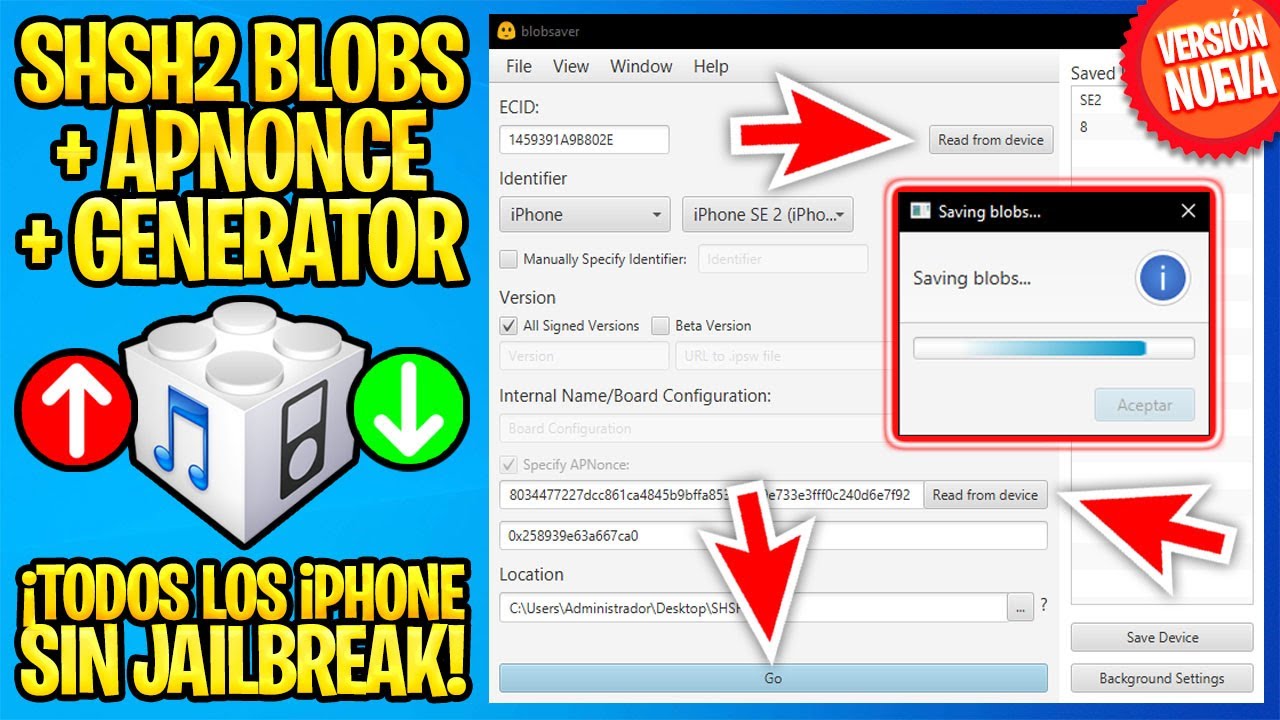 TUTORIAL 3 CLICKS ✅ ¡BAJA DE iOS! Guarda AHORA tus SHSH en cualquier iPhone/iPad (BlobSaver 3)
