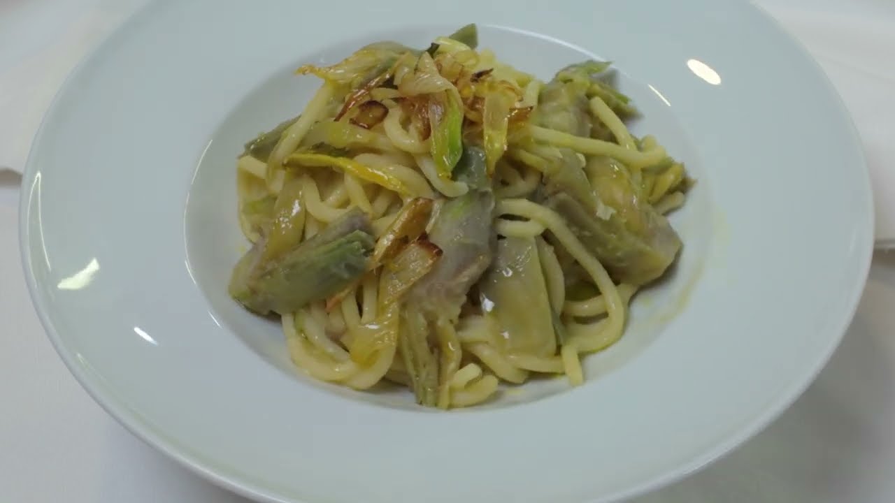 Troccoli con carciofi, patate e riccioli di sponsali