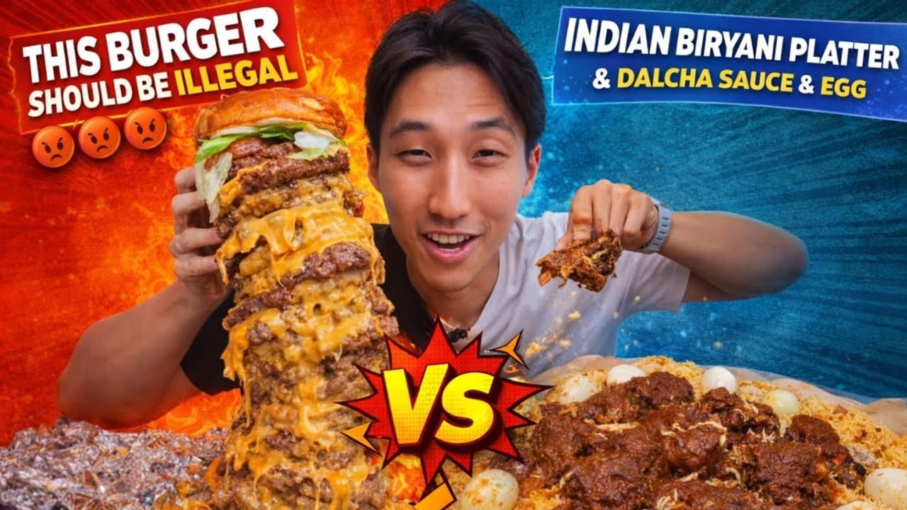 This Burger Should Be Illegal 🤣 INDIAN Biryani Platter, Dalcha sauce & Egg Brother is enjoying.