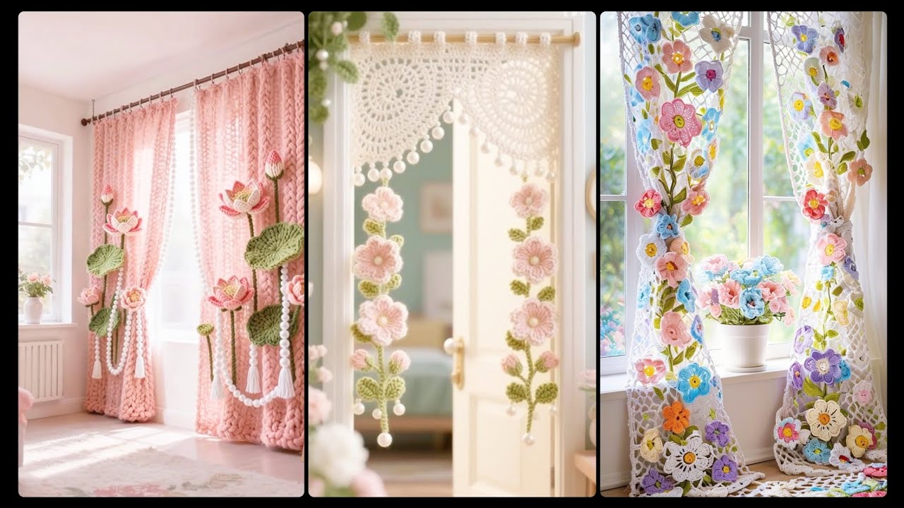 Boho Style Crochet Curtains|Cozy & Aesthetic Home Makeover||Viral Crochet Curtain Pattern#crochet  