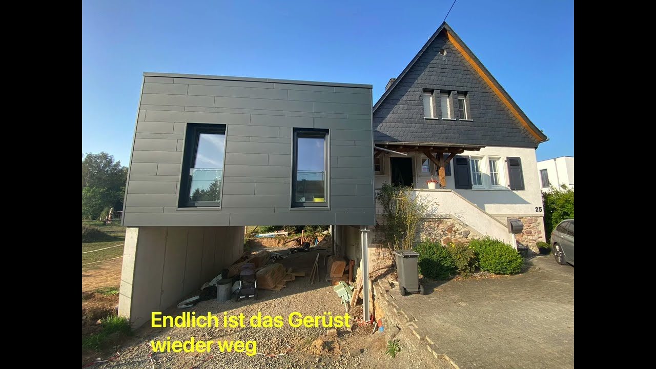 Anbau Bestand, Holzständer, Innenausbau, moderne Fassade, Holzboden im Bad, so kann es aussehen