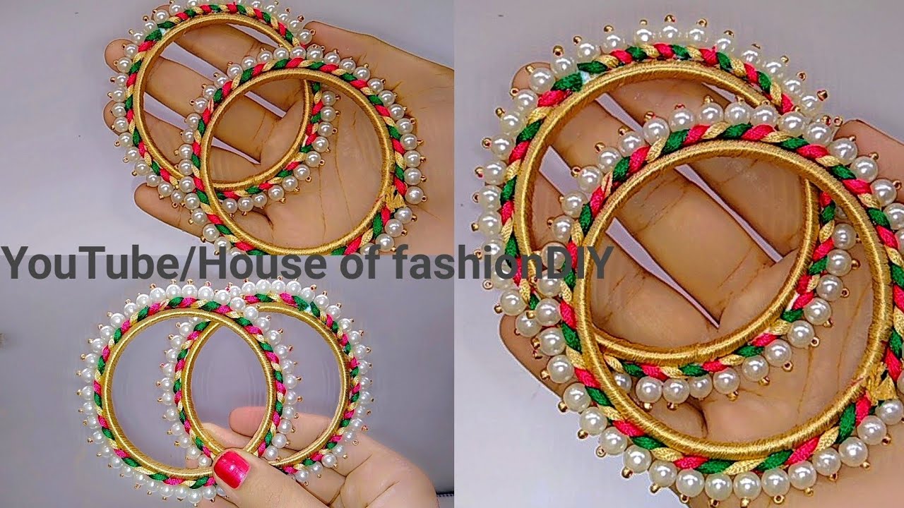 How To Make Silk Thread Bangles At Home//Pearl Bangles..!