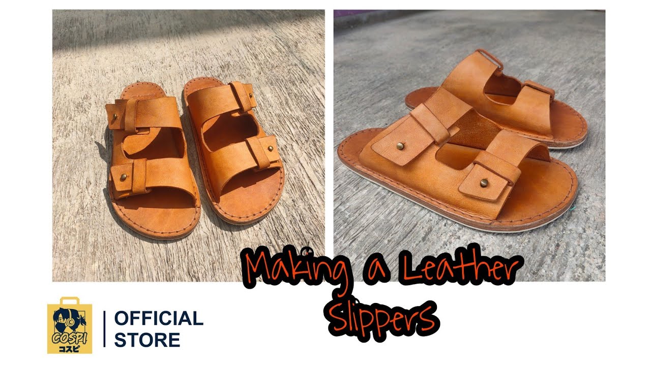 Making a Leather Sandals/Slippers, Membuat Sandal Kulit. Handmade