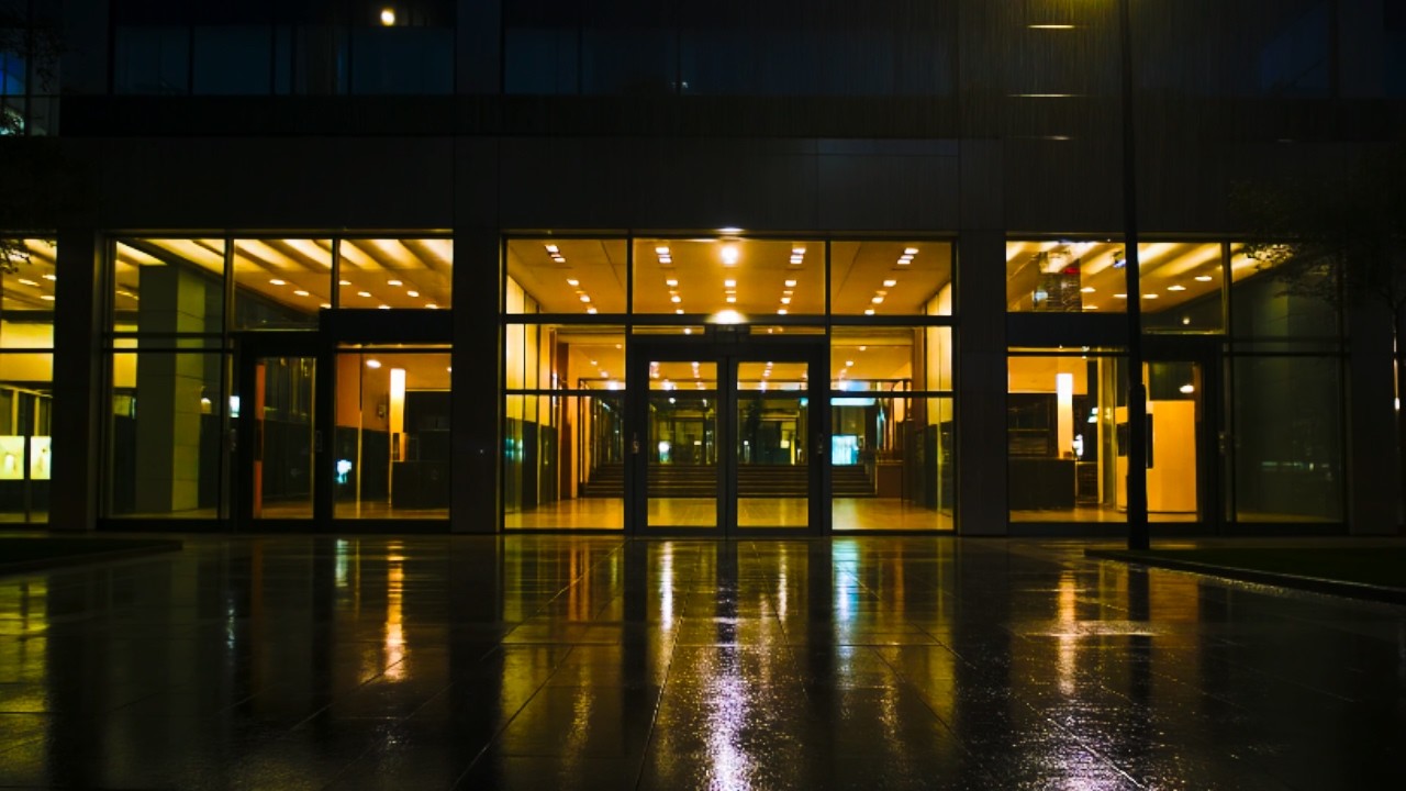 Rain Outside a Closed Mall at Night | Lonely Night Ambience (1 Hour)