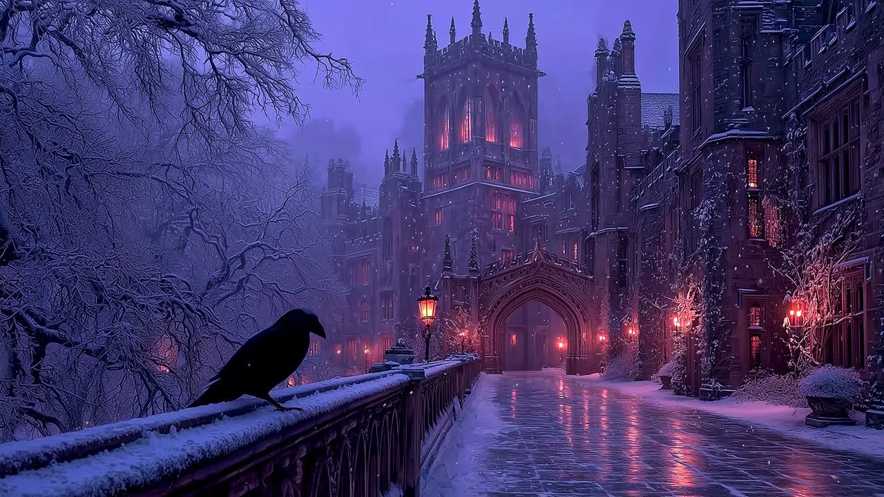 Victorian Winter Ambience | Snowy Gothic Castle with Dark Academia | Wistful Piano & Cello Music