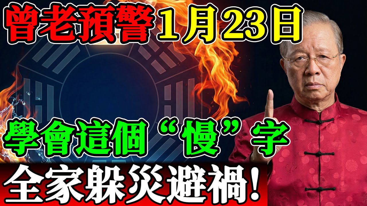 明天1月23日，曾仕強含淚忠告：學會這個“慢”字，全家躲災避禍！#曾仕強 #曾仕強教授 #易經智慧 #易經 #國學 #2026運勢 #2026丙午年 #赤馬年 #紅羊劫 #1月23日 #屬蛇運勢