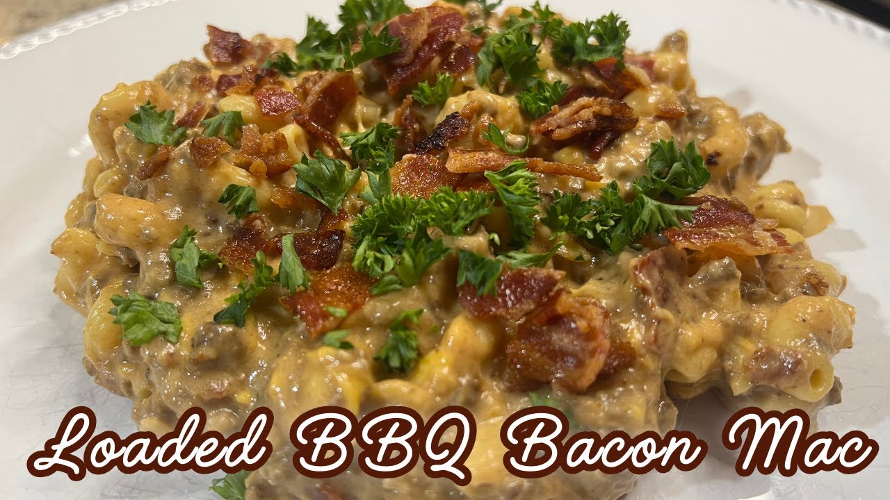 This Loaded BBQ Bacon Mac Is Pure Comfort Food #bbqbaconmac #cookingathome #cooking