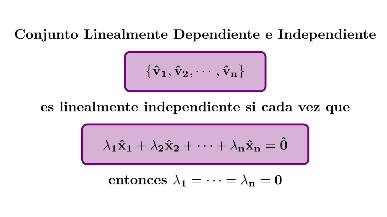 Conjuntos Linealmente Dependientes e Independientes Curso de &Aacute;lgebra Lineal