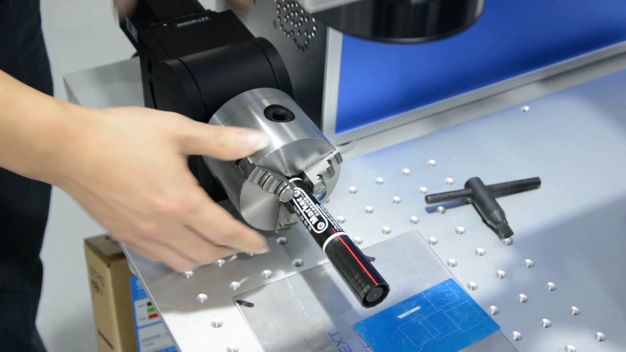 Set up fiber laser marking machine and rotary device--DAPENG LASER