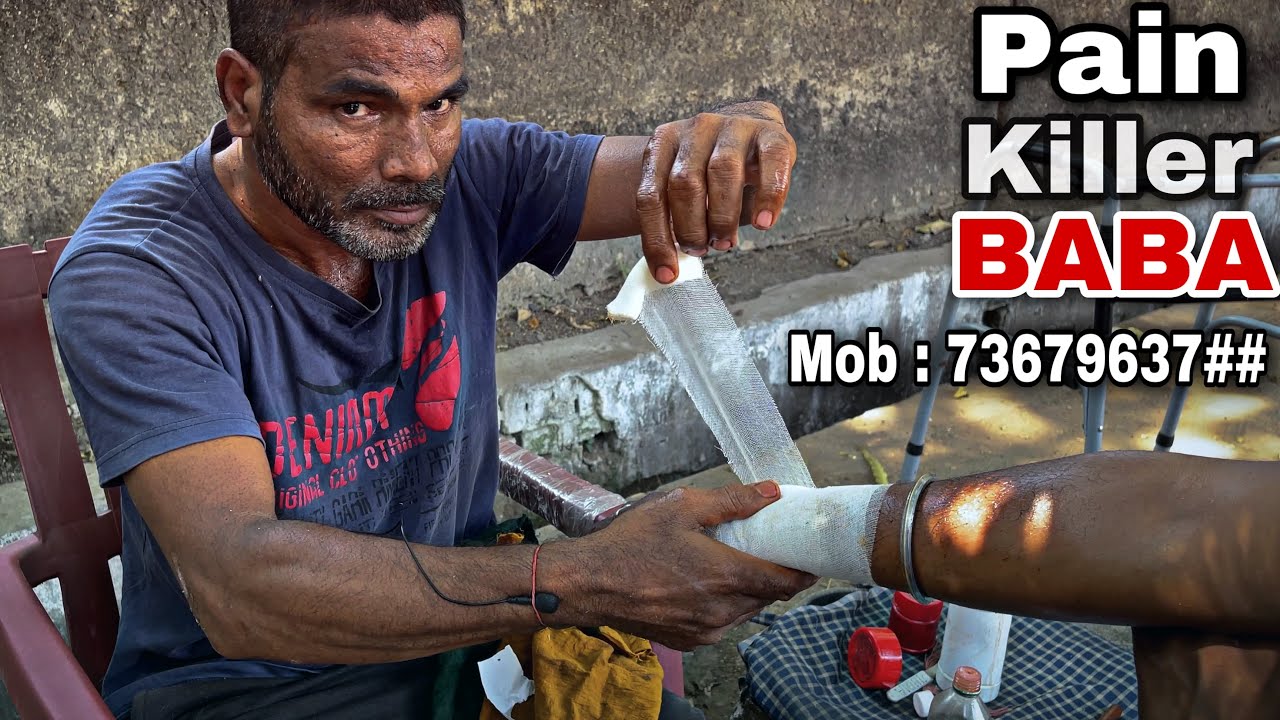 (Painkiller Baba) Hand pain killer massage with bandage and cram - No Smoke oil today